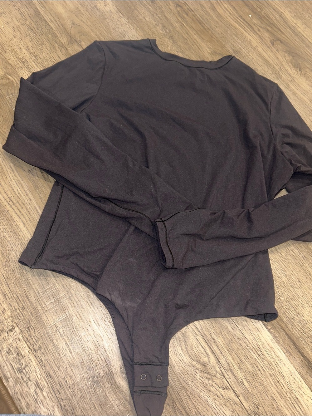 SKIMS Black Long Sleeve Snap-Crotch Bodysuit